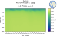 Time series of Western Ross Sea Deep Salinity vs depth